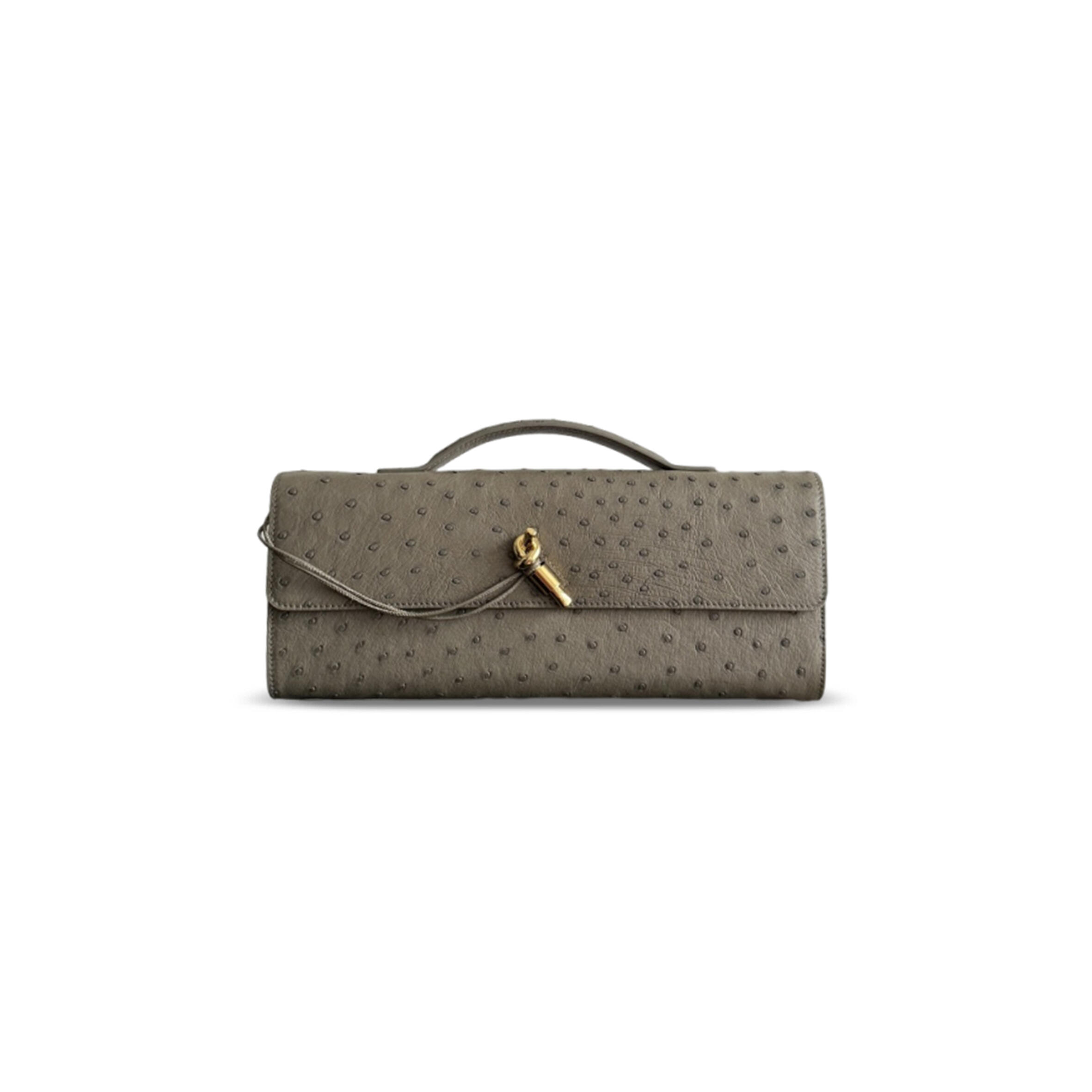 BOTTEGA VENETA ANDIAMO CLUTCH OSTRICH LEATHER 805241 (31*13*3cm)